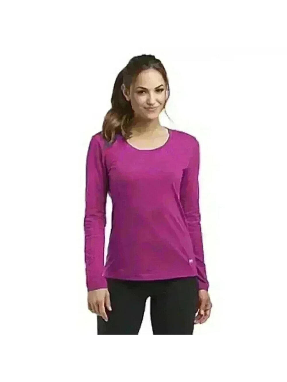 Everlast Medium Long Sleeve Top Purple Active Tee T-Shirt Scoop Neck Cotton NEW